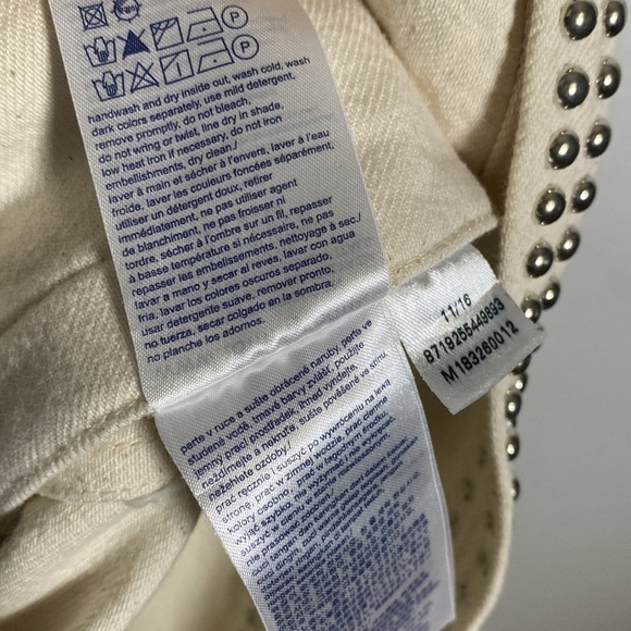 Hilfiger Collection Studded Jean Vest NWT Women 4 Ivory American Flag Embroidery - Picture 10 of 15